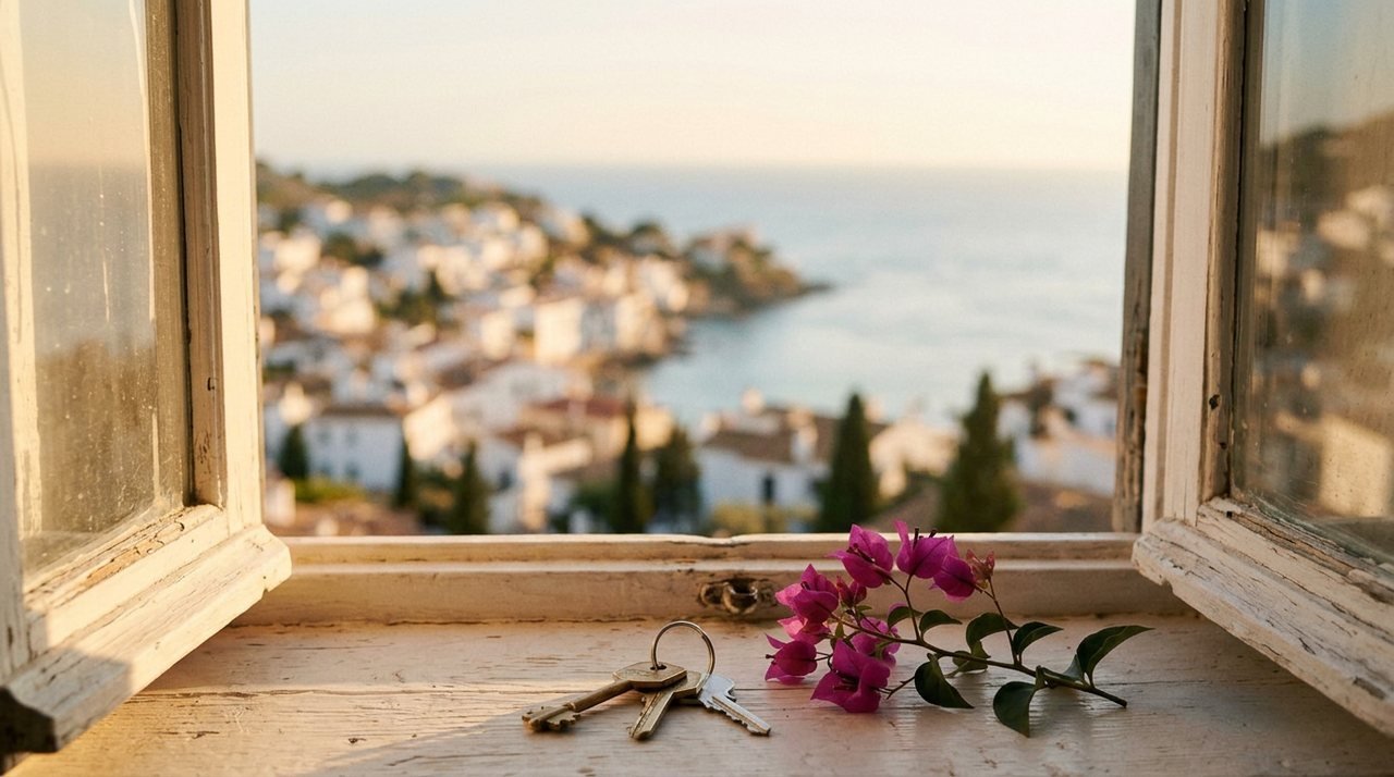 House keys on the windowsill of a home in Spain