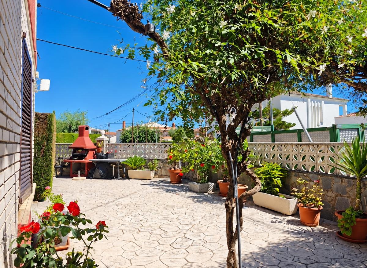 The rest of the patio, with built-in barbecue and planting