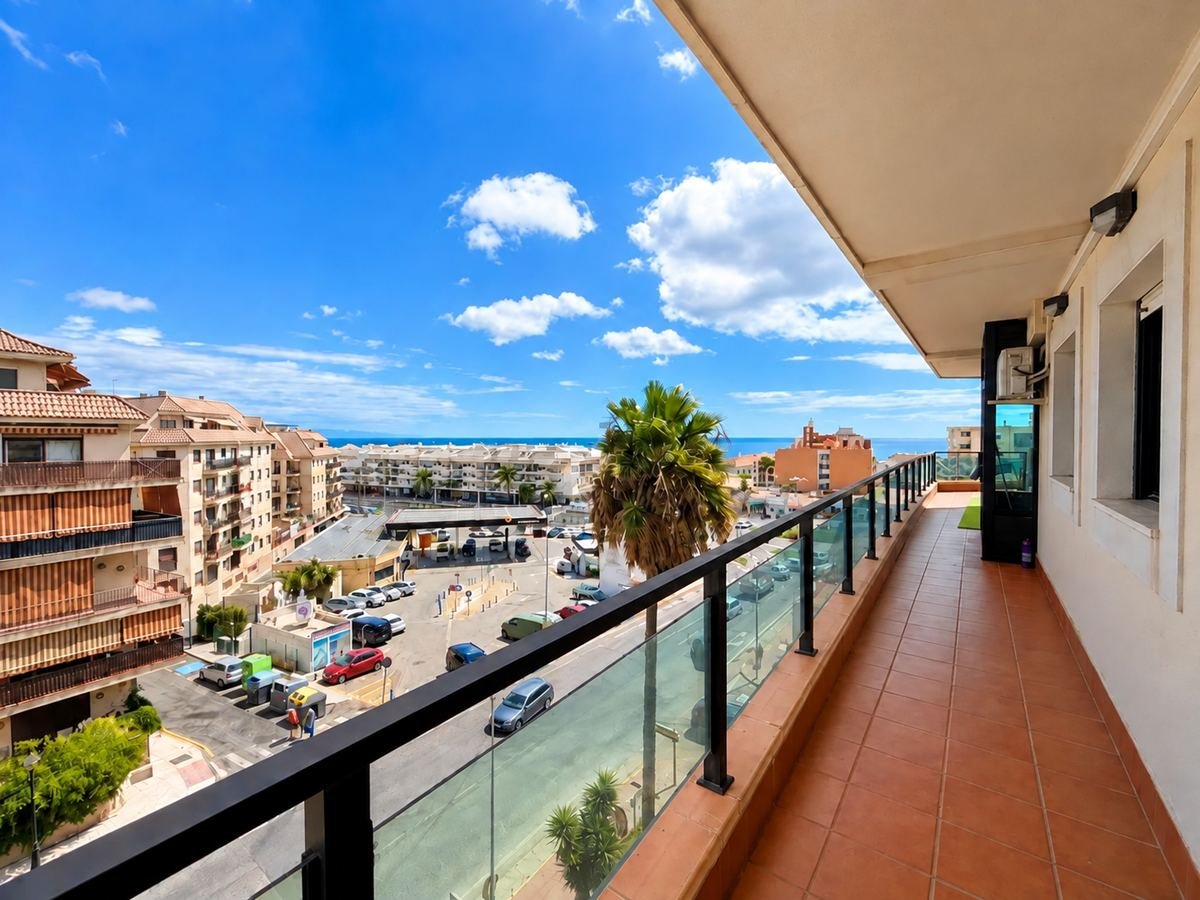 View from the terrace over the town to the sea